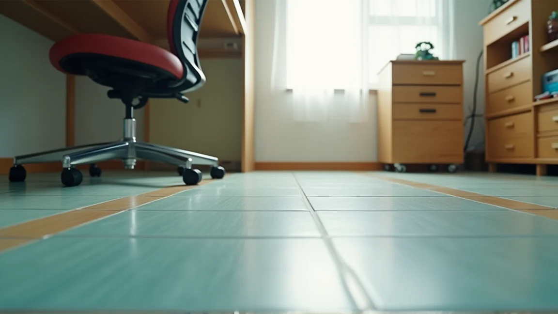 冷たいままのデスク下の足元