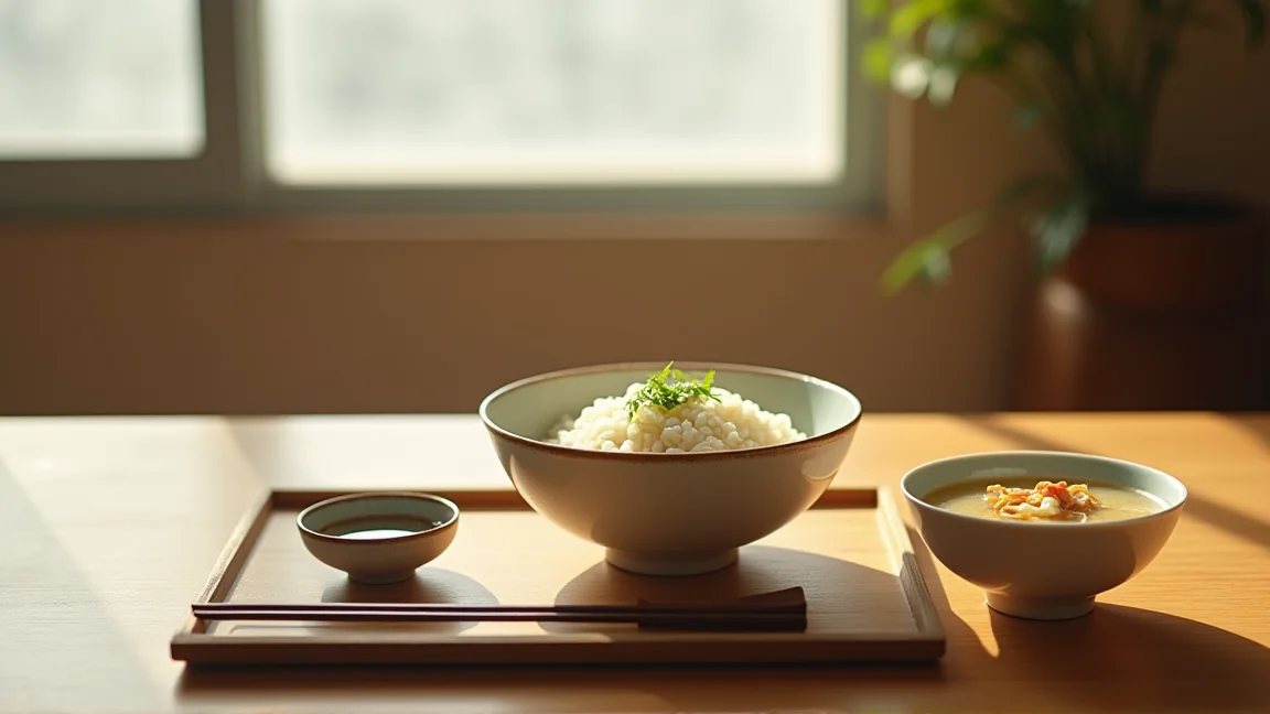 翌朝の食卓に並んだ雑炊とうどんのリメイク料理