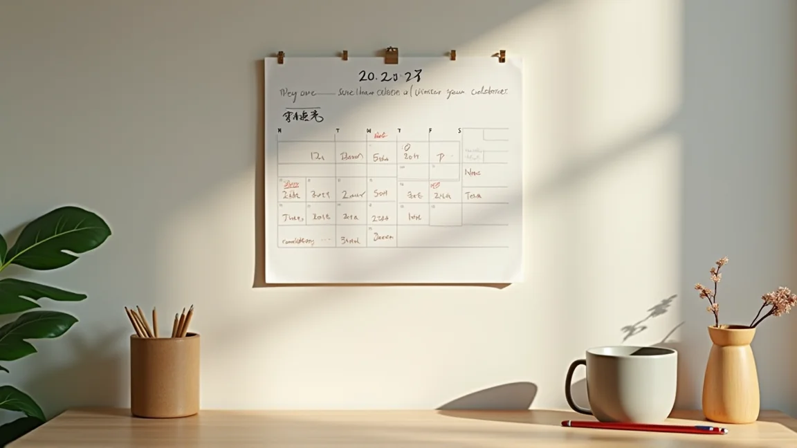 カレンダーに書き込まれた光熱費の予定