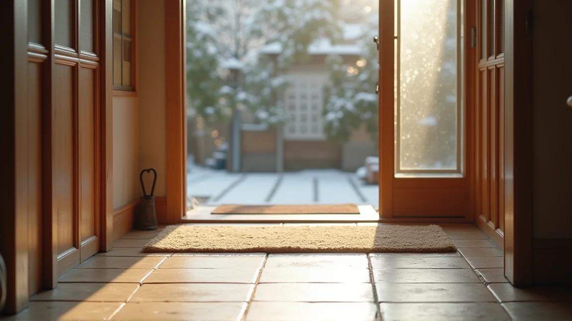 掃除を終えた冬の玄関の全景