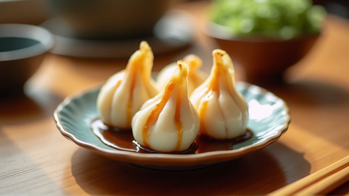 焼き目をつけてみたらしのたれをからめた団子