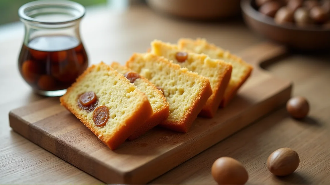 刻んだ渋皮煮入りのパウンドケーキ