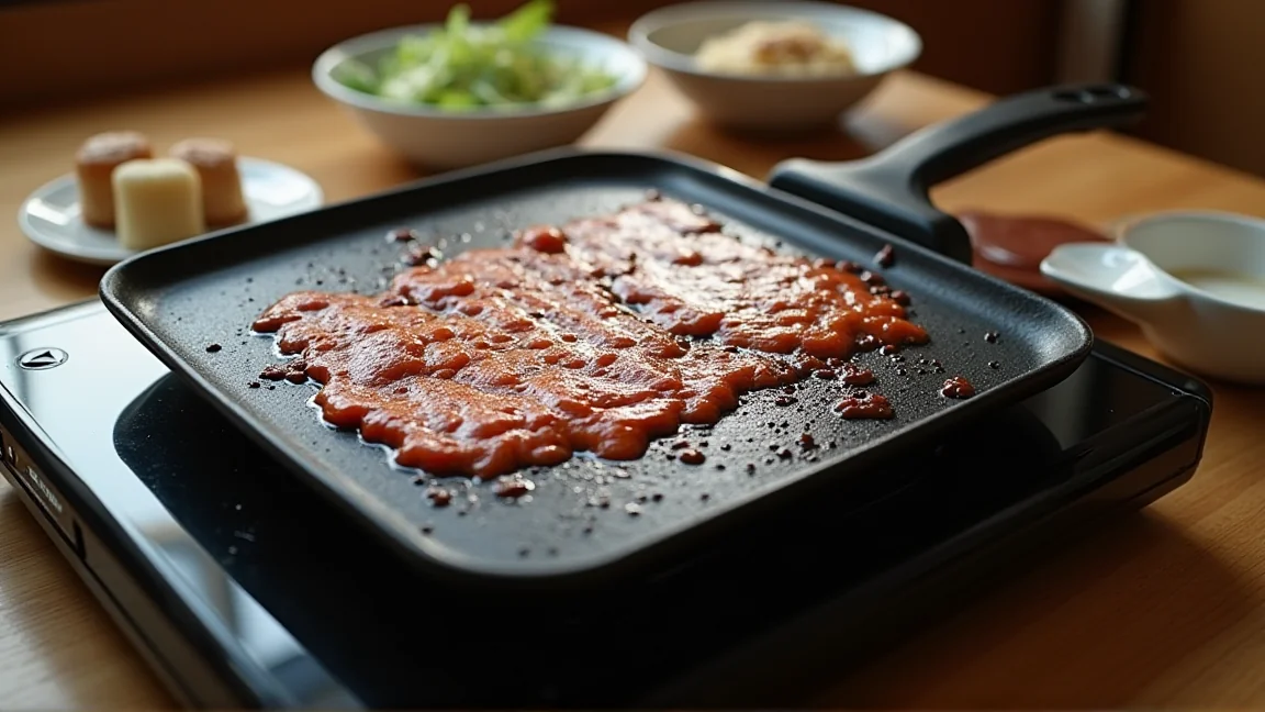 焼き肉のあとでタレの焦げ付きが残ったホットプレート