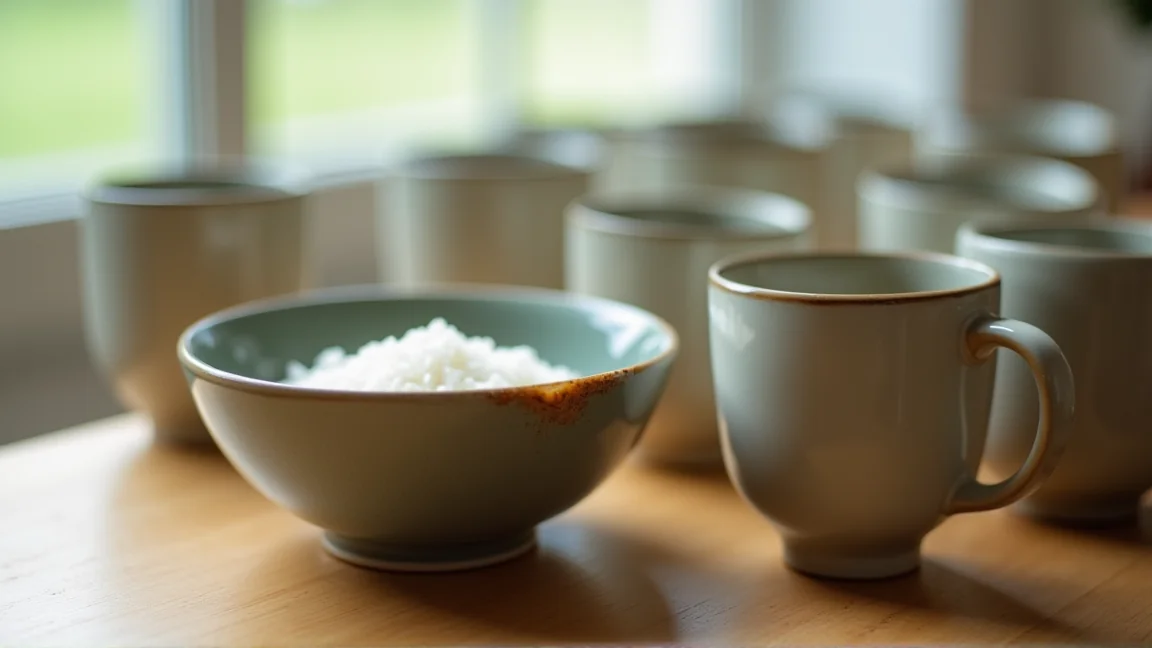 縁が欠けた茶碗と、数が増えすぎたマグカップ