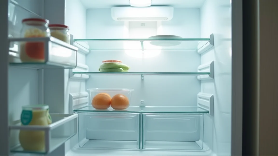 年末前に中身を減らして棚が見えるようになった冷蔵庫の庫内