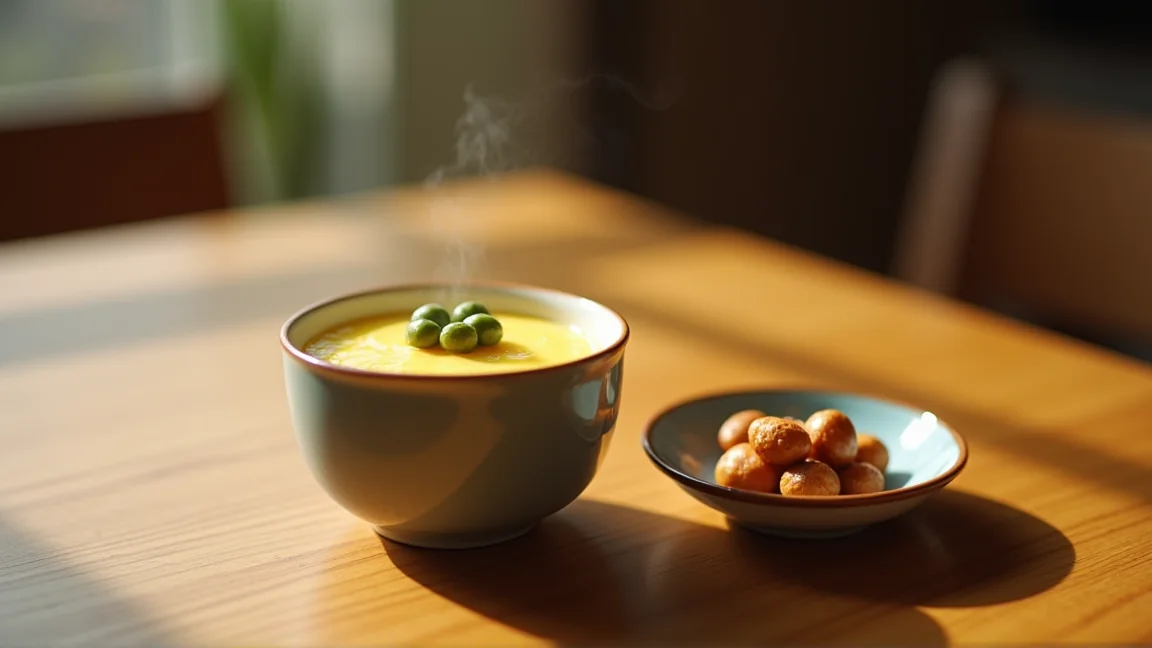 銀杏をのせた茶碗蒸しと、塩炒りの銀杏