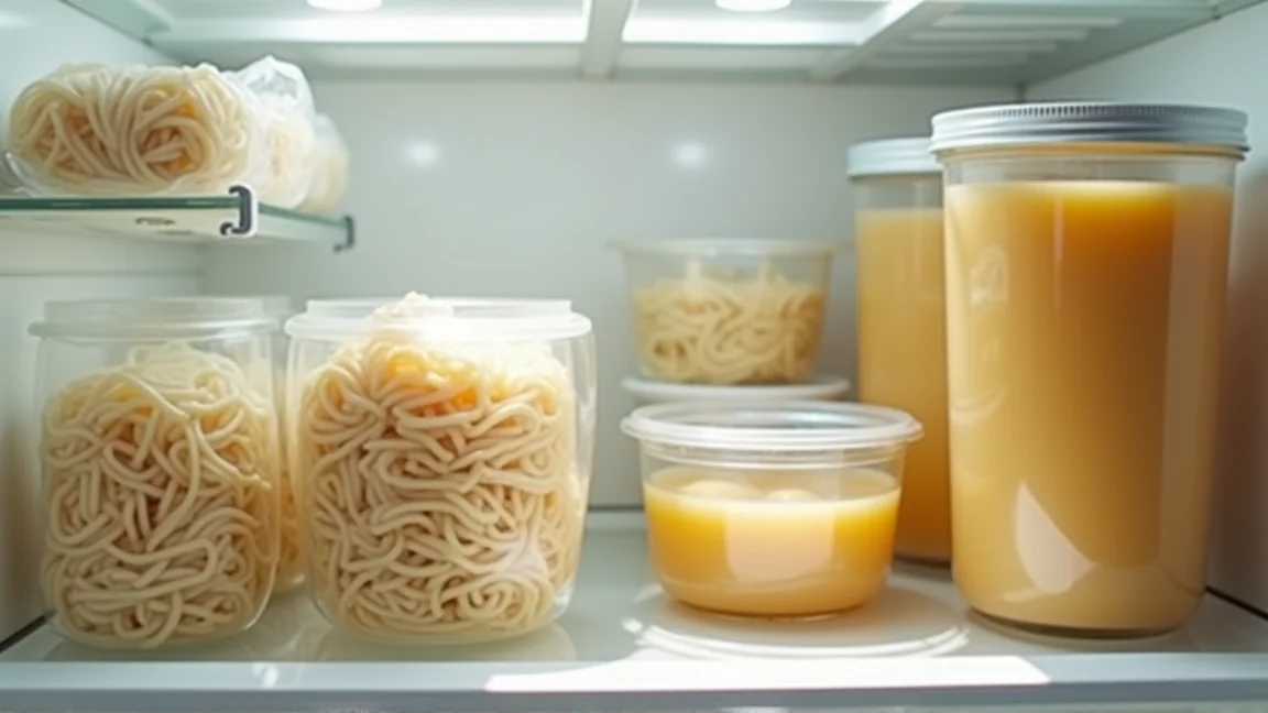 冷凍庫に常備した冷凍うどんと作り置きのだし