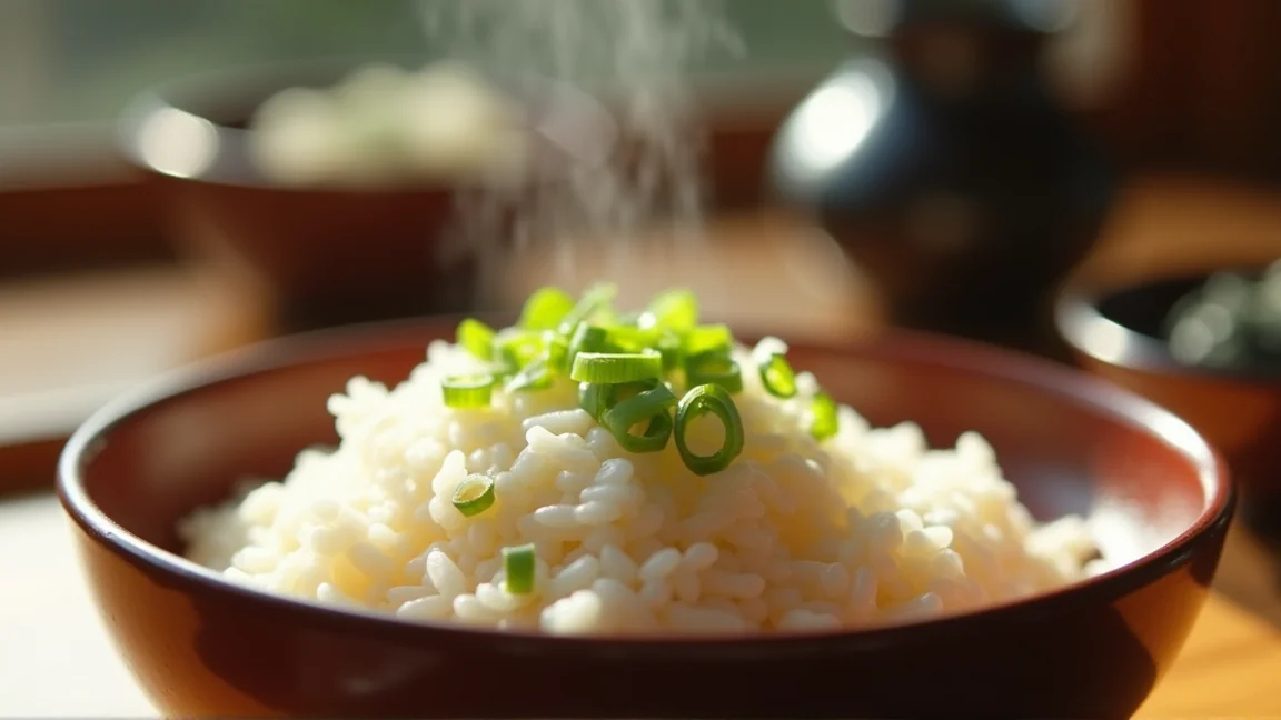 とろろご飯と長芋のせん切りの小鉢が並ぶ食卓