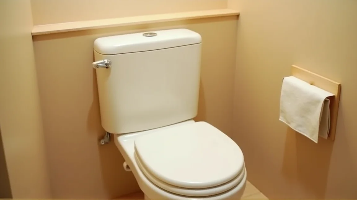 便ふたを閉めたトイレと、棚に置いた取扱説明書
