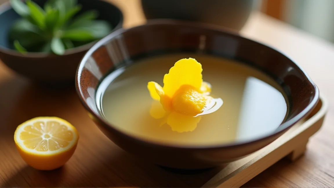 ゆずの皮をのせたお吸い物