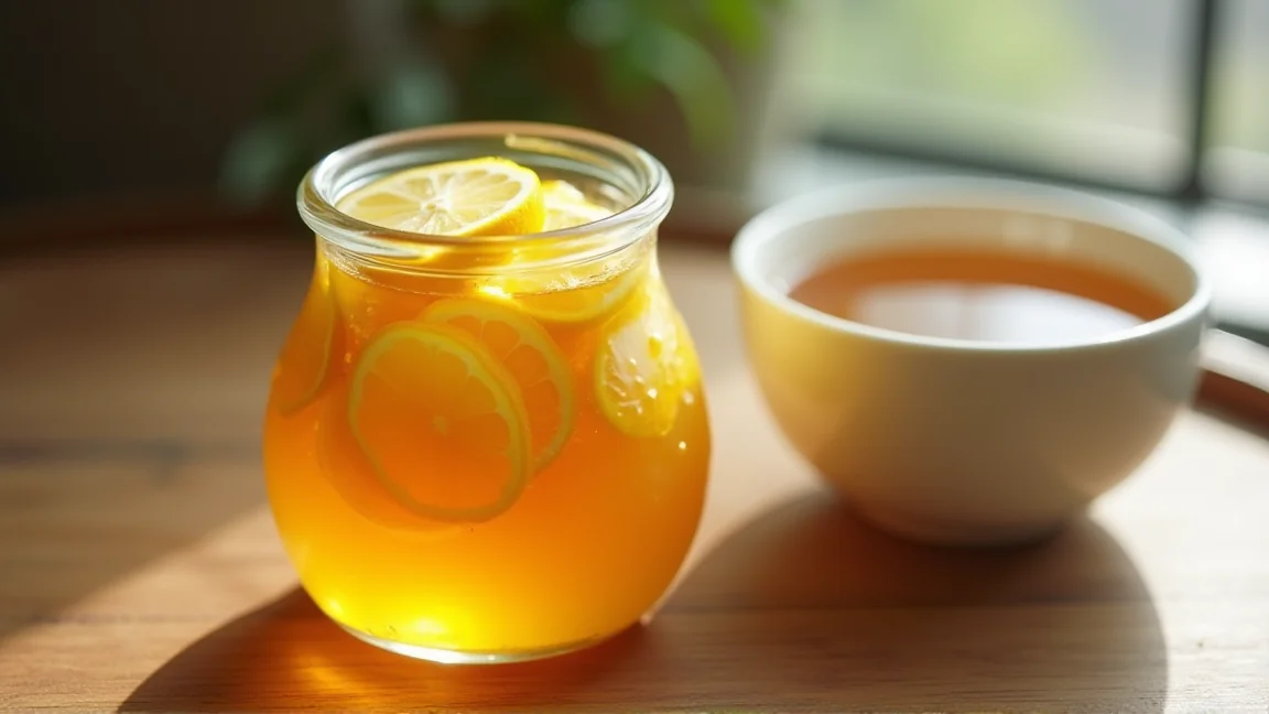 ゆず茶の瓶と湯のみ