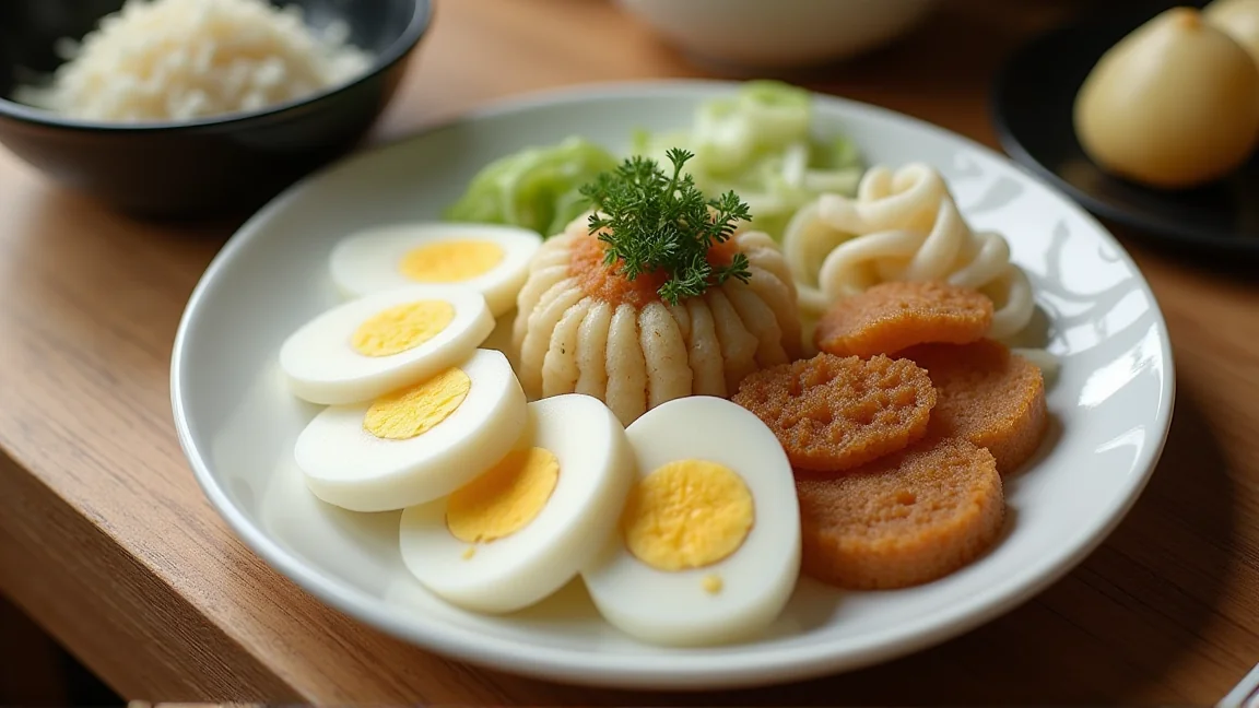 皿に並べたおでんの具