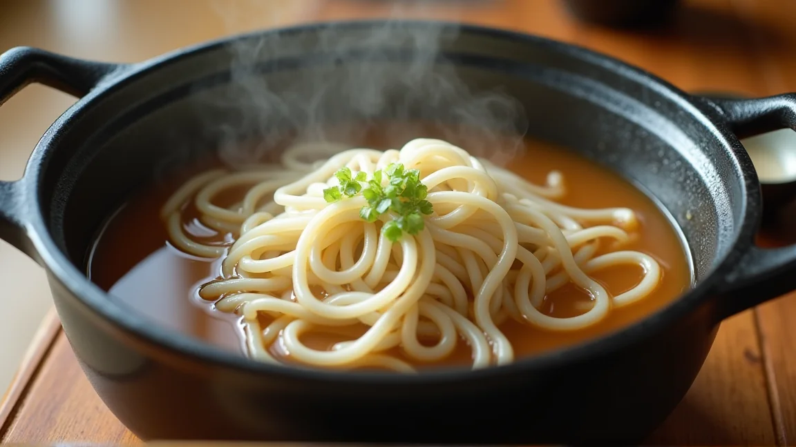芋煮の残りの汁にうどんを入れた締めの鍋