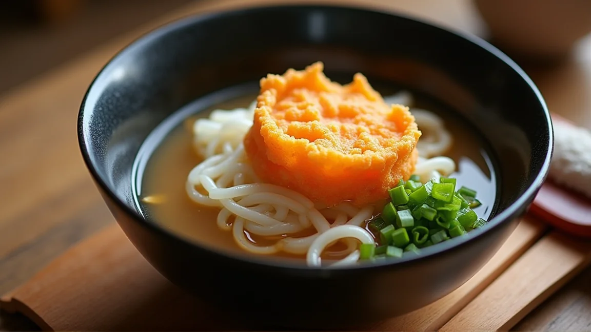 かき揚げをのせた温かいうどん