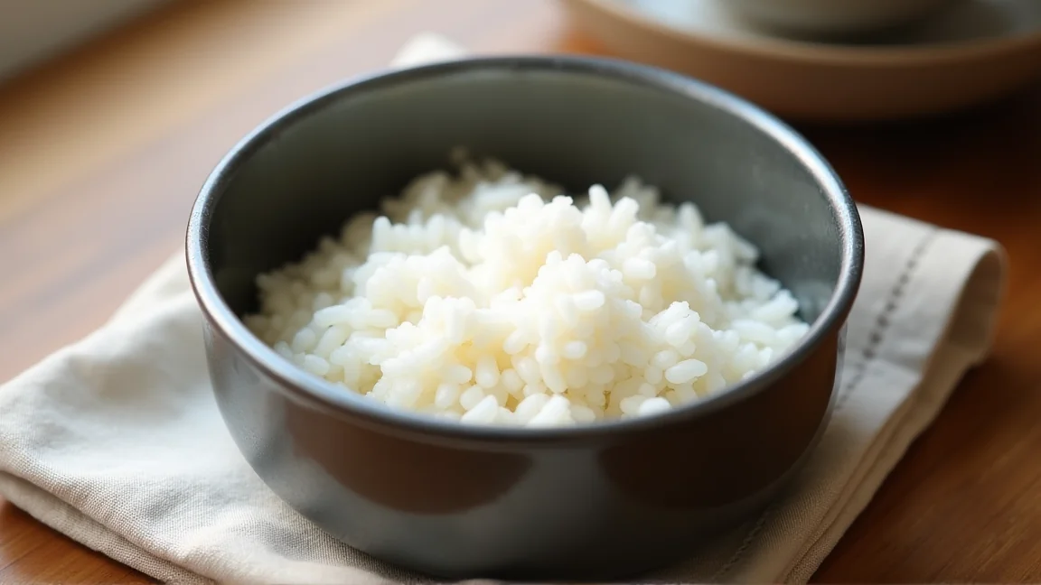 炊き上がった白いご飯が入った内釜