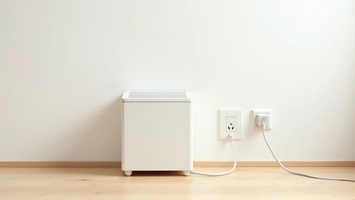 壁のコンセントに直接つないだセラミックヒーター