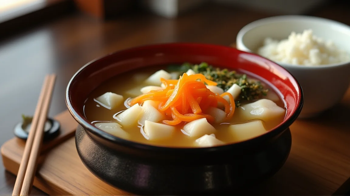 根菜たっぷりのけんちん汁と白いご飯