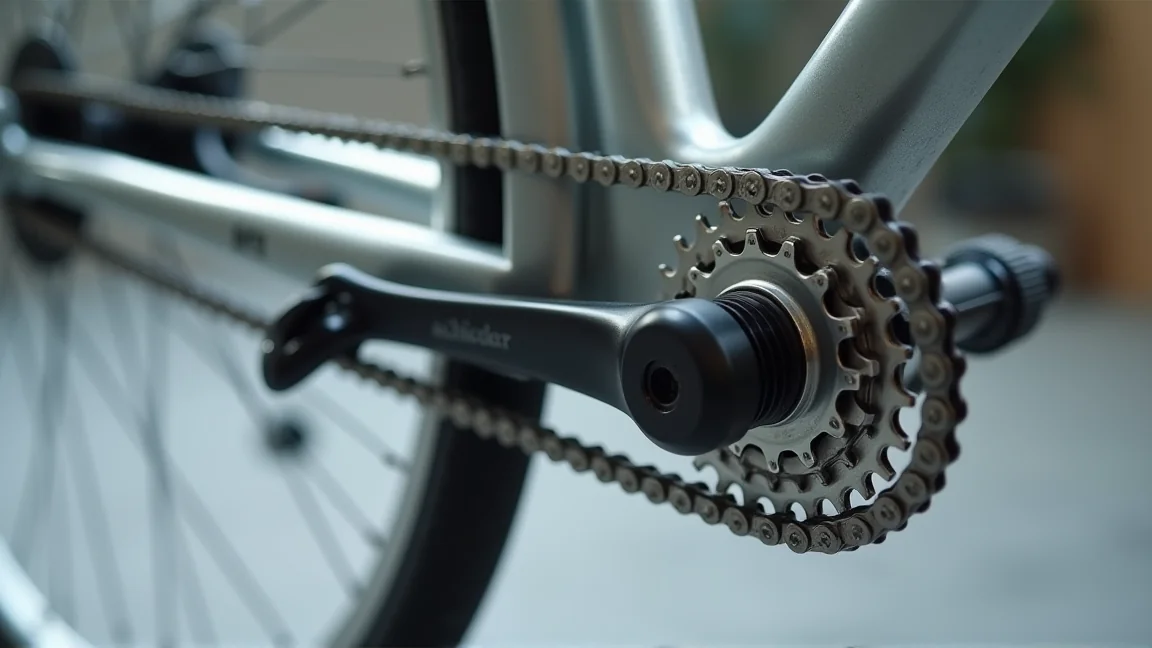 外装変速機付き自転車の駆動部（前のギア・チェーン・後ろの歯車と変速機）