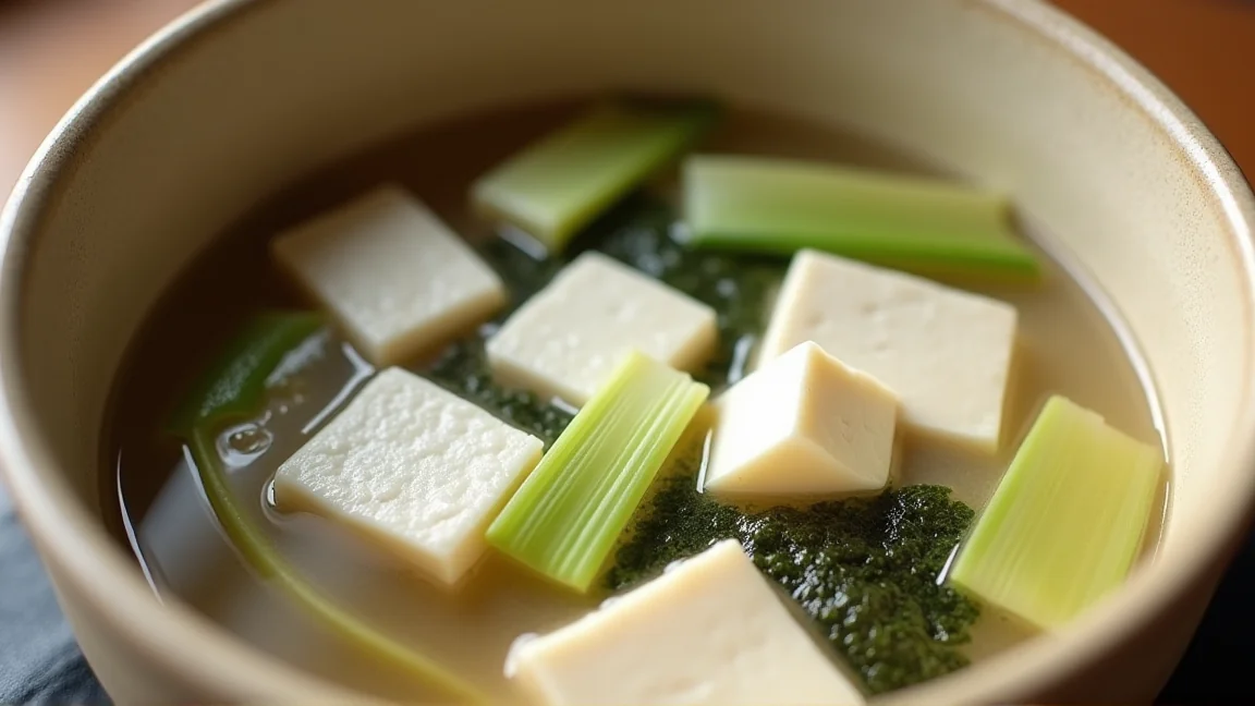 昆布を敷いた湯豆腐の土鍋。豆腐と野菜だけの鍋は、表面に泡がほとんど浮かない