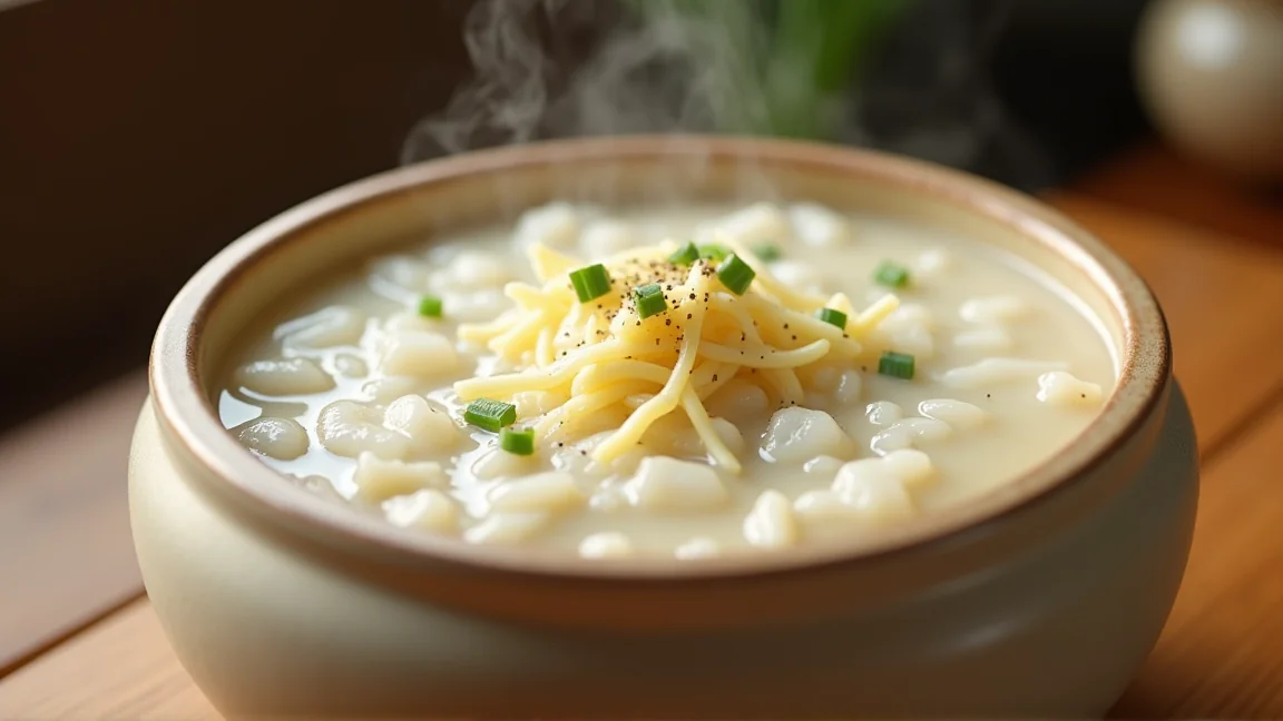 ご飯を入れてチーズを溶かした、豆乳鍋の締め