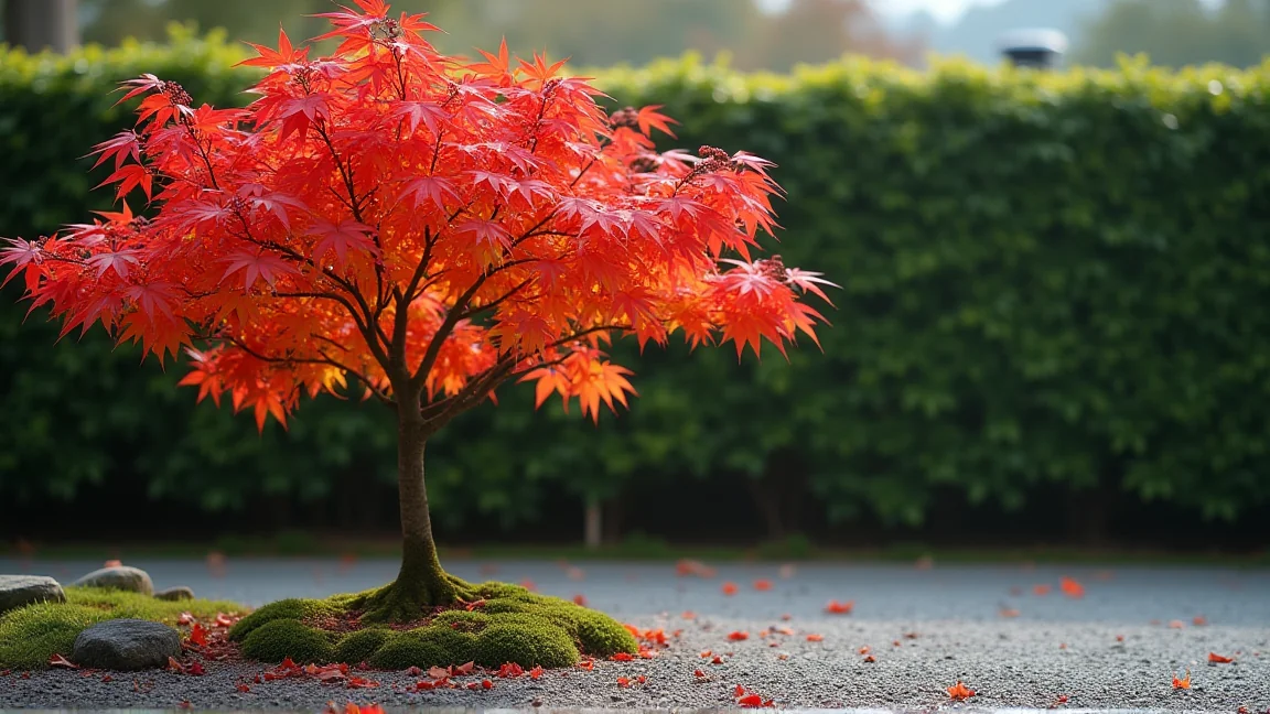 紅葉しているモミジ。剪定は葉が落ちてから