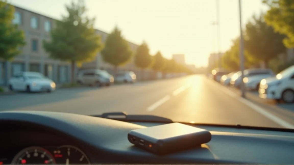 真夏の日差しが当たる車のダッシュボード（モバイルバッテリーを置いたままにしない）