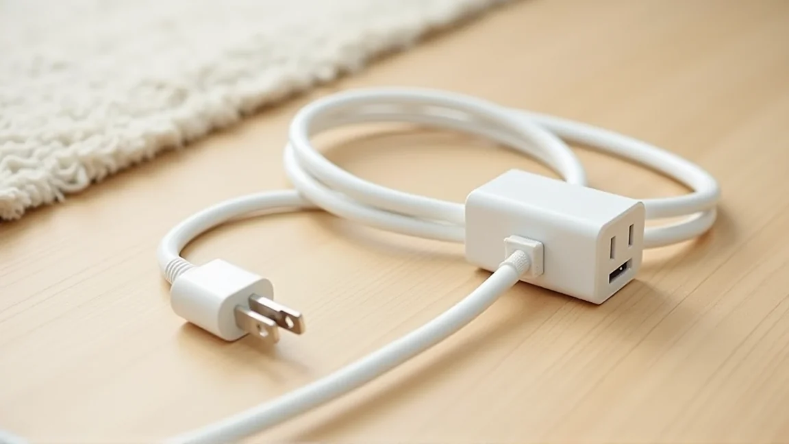 コンセントから抜いた電源プラグとコード