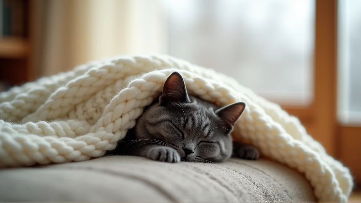 冬の留守番中の猫の寒さ対策と暖房のイメージ画像